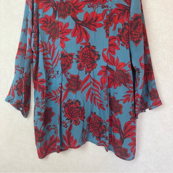 Johnny Was Pete & Greta Silk Floral Print Salon Long Sleeve Blouse Size 2X - Picture 8 of 11